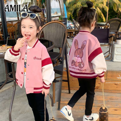 AMILA เครื่องแบบเบสบอลเสื้อโค้ตสตรีแบบลำลองสำหรับเด็กผู้หญิงเด็กแบบแฟชั่นแจ็คเก็ตการ์ตูนเด็ก