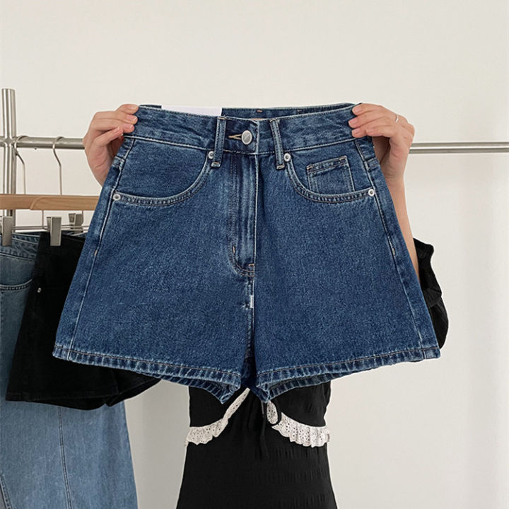 พร้อมส่ง-kabodo0859-กางเกงขาสั้นผ้ายีนส์ผู้หญิงกางเกงผ้าฤดูร้อนสินค้ายุโรปเอวสูงแบบบาง-a-กางเกงขากว้าง
