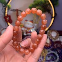 Natural Orange Sunstone Moonstone Cat Eye Bracelet Star Light Barrel Beads Bracelet Sunstone Women Men 9x9mm Jewelry AAAAAA