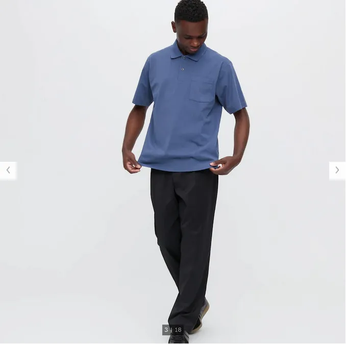 Mens Uniqlo AIRism Collar Polo Shirt Sz S Short Sleeve Blue Golfing Dry   eBay