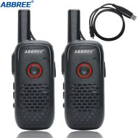 2ชิ้น AR-Q2 ABBREE เครื่องส่งรับวิทยุขนาดเล็ก VOX แบบมืออาชีพชาร์จ USB UHF 400-520Mhz แบบพกพาได้16ช่องวิทยุสองทาง