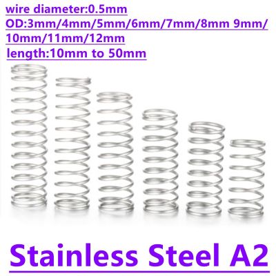 10-20pcs  0.5mm outer diameter 3mm 4mm 5mm 6mm  to 12mm  Stainless Steel  Micro Small Compression spring length 5mm-50mm Electrical Connectors
