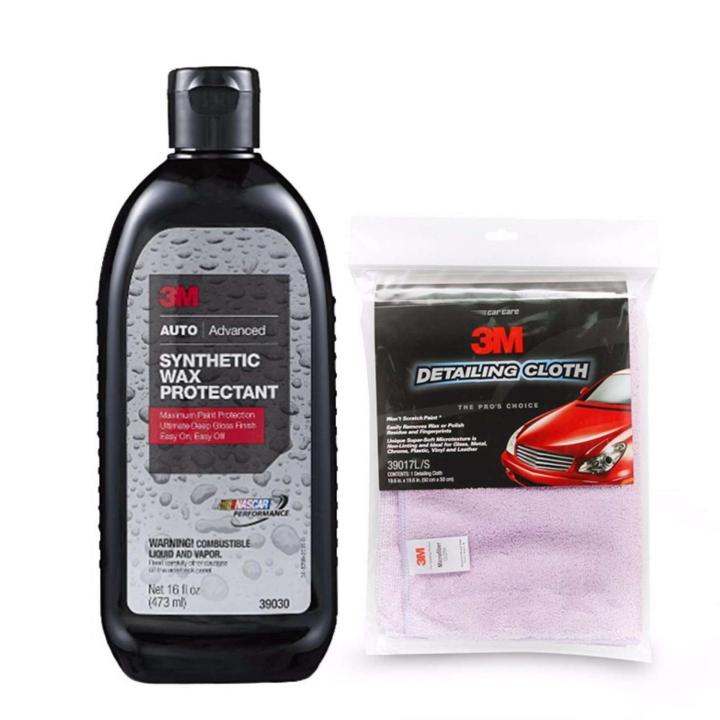3M SYNTHETIC WAX PROTECTA PROTECTANT 473ML  &amp; Microfiber DETAILING CLOTH 50CMX50CM