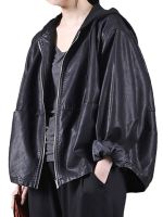 ▫✳¤ European Womens Hooded Faux Leather Jackets Ladies Classic Leisure Pu Biker Coat Loose Size Clothing