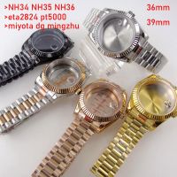 Waterproof Silver Gold Fluted Curved Watch Case For NH34 NH35 NH36 NH38 NH39 NH70 NH72 ETA2824 PT5000 MINGZHU DG MIYOTA 36Mm