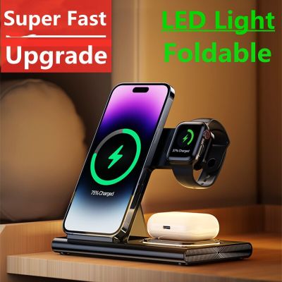 15W 3 In 1 Wireless Charger Stand Pad For iPhone 14 13 12 Pro Max 11 X Fast Charging Dock Station For Apple Watch 8 7 6 Airpods