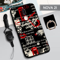 เคส TPU แบบนิ่มสำหรับ Huawei Nova 2i เคสโทรศัพท์คลุมทั้งหมดสายรัดและฝามีที่ถือวงแหวนโทรศัพท์กันรอยขีดข่วนแบบแฟชั่น