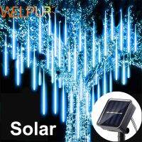 30/50cm Solar Meteor Shower LED Holiday Fairy String Light 8 Tubes Outdoor Waterproof Garden Street Garland Christmas Decoration