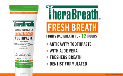 TheraBreath Fresh Breath Dentist Formulated 24-Hour Toothpaste, Mild Mint, 4 Ounce