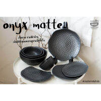 Onyx matte เซ็ตจานชามสีดำเนื้อด้าน ดีเทลลายลูกกอล์ฟ ?สินค้าพร้อมส่งในไทย?