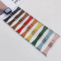 ☂♘ Fran-13bx Ladies leather T-shaped Strap Apple Watch 6 5 4 3 Small Waist Lychee pattern Leather Strap 38mm 40mm 42mm 44mm