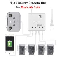 6 In 1 Battery Charging Hub For Mavic Air 2 /2S Drone Battery Charger With USB Port Remote Control Intelligent Accessory