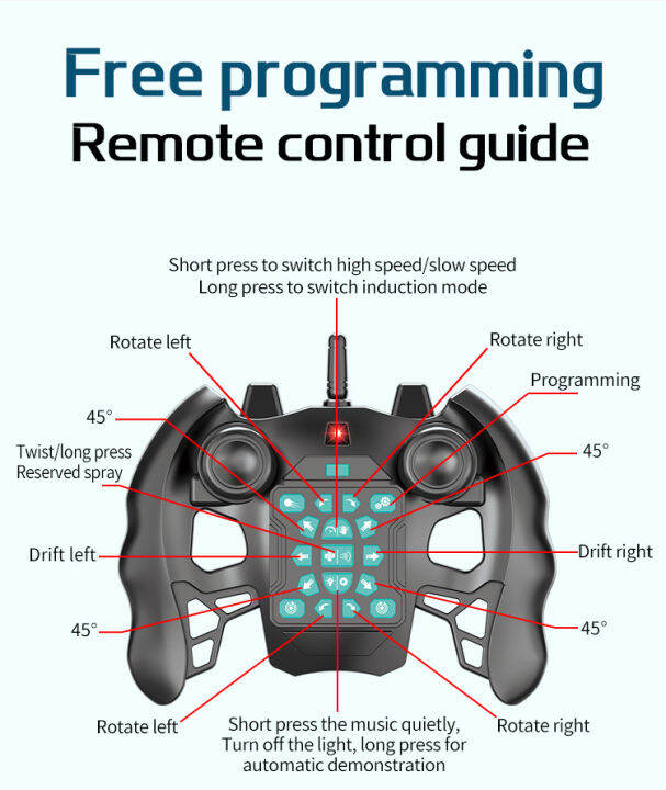 อุปกรณ์เต้นรำอิเล็กทรอนิกส์แบบคลิกเดียวส่วนประกอบของดนตรีการดริฟท์-led-4x4ความเร็วสูงไฟที่ให้ความรู้สึกผ่อนคลายมือหมุน-somatosensory-ท่าทางรถของเล่นควบคุมระยะไกลพร้อมดนตรี4wd-ขับรถออฟโร้ดแรงบิดไฟฟ้าปี