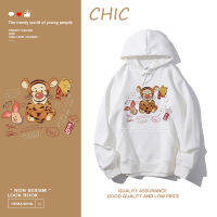 CHIC อะนิเมะการ์ตูนกราฟฟิตีพิมพ์เสื้อกันหนาวหมวกแขนยาวบาง สไตล์สบาย ๆ T0560