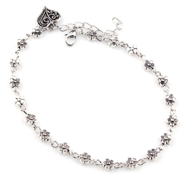 new-fashion-foot-chain-tibetan-silver-hollow-plum-flowers-heart-shaped-anklet-for-women