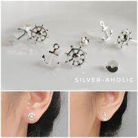 Silver-Aholic ต่างหูเงินแท้92.5% ลายสมอเรือ minimalสไตล์เกาหลี