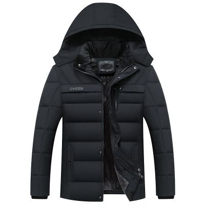 ZZOOI Mens Winter Fleece Parka Coats Thick Men Hooded Down Jacket Coat Warm Thicken Male Overcoat Windproof Outwear Jaqueta Masculina