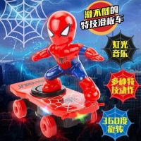 TikTok Spiderman รถผาดโผน Tumbling รถของเล่นเด็กผู้ชายเด็กไฟฟ้า Spiderman Scooter สำหรับเด็ก PZFS