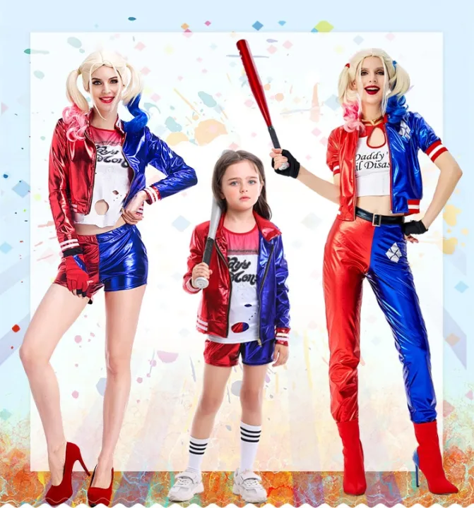 Costume De Cosplay Quinn Pour Femme – Complet Avec Veste, Short, Batte, Accessoires – Tailles S/M/L – Pour Halloween, Carnaval, Convention