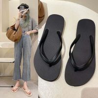 ▫ 2023 new Korean style black flip-flops for women summer non-slip flat heel beach shoes for women