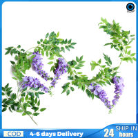 ของแท้!!ดอกไม้ดอกวิสทีเรียปลอมดอกไม้พวงมาลัยปลอม Wisteria Garlands 190ซม. สำหรับตกแต่งห้องนอนติดผนังงานแต่งงานในร่มกลางแจ้ง