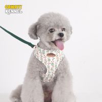 「PAPI PET」 CAWAYI KENNEL ดอกไม้พิมพ์สายรัดสัตว์เลี้ยงจูงชุดการฝึกอบรมเดินนำไปสู่สำหรับแมวขนาดเล็กสุนัขสายรัดคอปรับสายจูงชุด