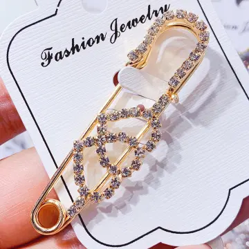 Simple Trendy Popular Rhinestone Decoration Buckle Pin Brooches Women  Cardigan Coat Sweater Costume Safety Pins Accessories Gift