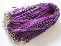 จัดส่งฟรี20ชิ้น18นิ้วสีม่วงเข้ม organza ริบบิ้นขี้ผึ้งผ้าฝ้ายสร้อยคอสายไฟ, Extender โซ่, กุ้งจับมือ, อุปกรณ์ DIY