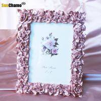 American 6” 7 Inch Flower Photo Rose Gold Shape Creative Light Luxury Set Up Idyllic Lady Resin Picture Poto Frame Home Decore