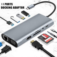 USB C HUB Type C อะแดปเตอร์4พัน HDMI เข้ากันได้ VGA RJ45 Lan Ethernet Sdtf Hub 11 In 1สถานีเชื่อมต่อสำหรับ Pro S Plitter