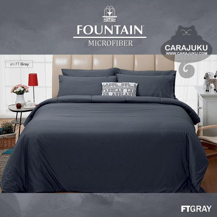 fountain-ชุดผ้าปูที่นอน-6-ฟุต-ไม่รวมผ้านวม-สีเทา-gray-ftgray-ชุด-5-ชิ้น-ฟาวเท่น-ชุดเครื่องนอน-ผ้าปู-ผ้าปูที่นอน-ผ้าปูเตียง