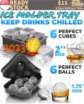 Silicone Ice Cube Tray Mold,Sphere Ice Ball Maker with Removable Lid,Ice  Cube Tray Balls for Whiskey,Cocktails and Homemade,Keep Drinks Chilled,Easy