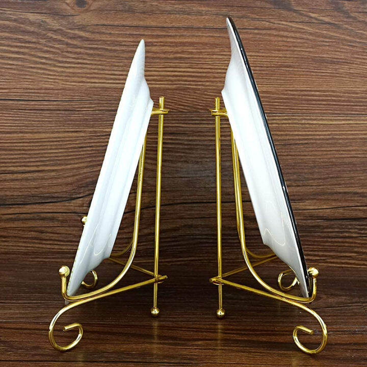【QNAIT】Gold Plate Stand Iron Plate Stand Picture Frame Bookstand Simple