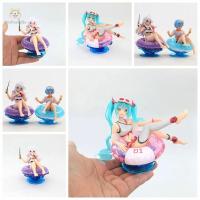 PETPARADIS แหวนว่ายน้ำนั่ง ฟิกเกอร์ Hatsune Miku ชุดว่ายน้ำ Figurine ลอยน้ำอควา หุ่นอนิเมะ Albedo คาวาอิ ตุ๊กตารูปเด็กผู้หญิง ฟิกเกอร์ Miku ของขวัญสำหรับเด็ก