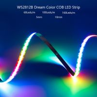 แถบ DC5V ไฟ LED แบบยืดหยุ่นและมีสี WS2812แถบ Led COB WS2812B แบบ RGBIC 60/100/160Leds/M