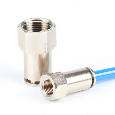 QDLJ-1pc Full Copper Nickel-plated Quick-connect Joint Pcf 4/6/8/10/12 Trachea Pneumatic Joint Inner Straight Through