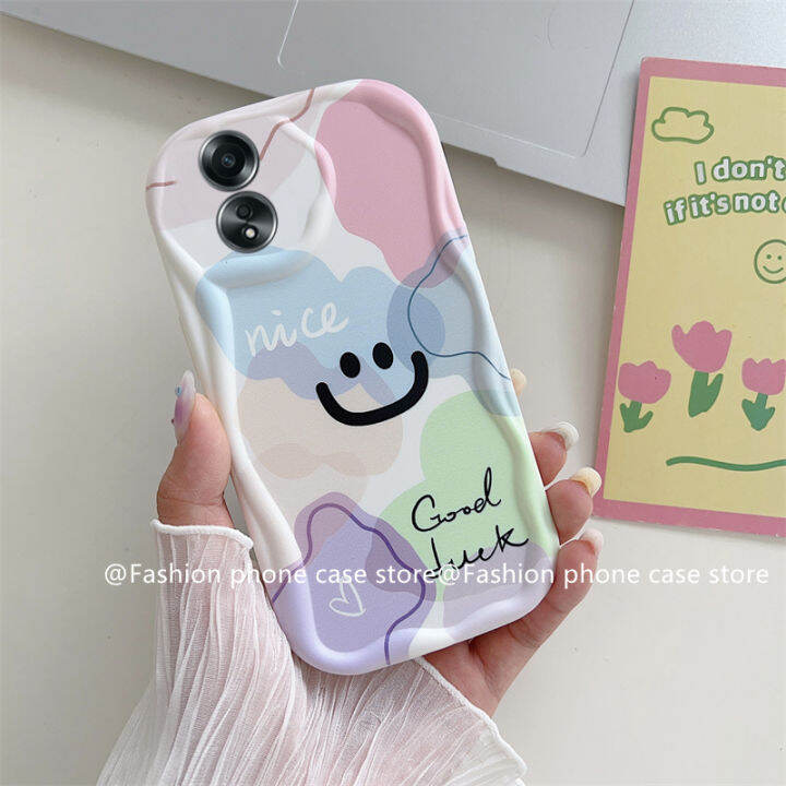 phone-case-เคส-oppoa58-4g-oppo-a58-a78-nfc-a98-oppo-reno8-t-5g-4g-a17k-a17-สีสันสดใส-macaron-graffiti-ยิ้มเคสป้องกันเลนส์ซิลิโคนนิ่มปกหลัง2023