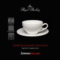 ชุดแก้วกาแฟพร้อมจานรองพอร์ซเลน ROYAL PORCELAIN P0212 COFFEE CUP 0.23L. | **เช็คขนาดก่อนสั่งซื้อ รูปภาพขยายเพื่อให้มองเห็นสินค้าได้ชัดขึ้น