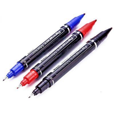 Waterproof ink Black Blue Red Permanent Marker dual tip 0.5/1.0 mm Nib Student school office Supplies Art painting Pen