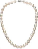 Baroque Pearl Necklace for Women 9-10mm AA Quality Freshwater Cultured Pearl Strand Necklace with Sterling Silver Clasp