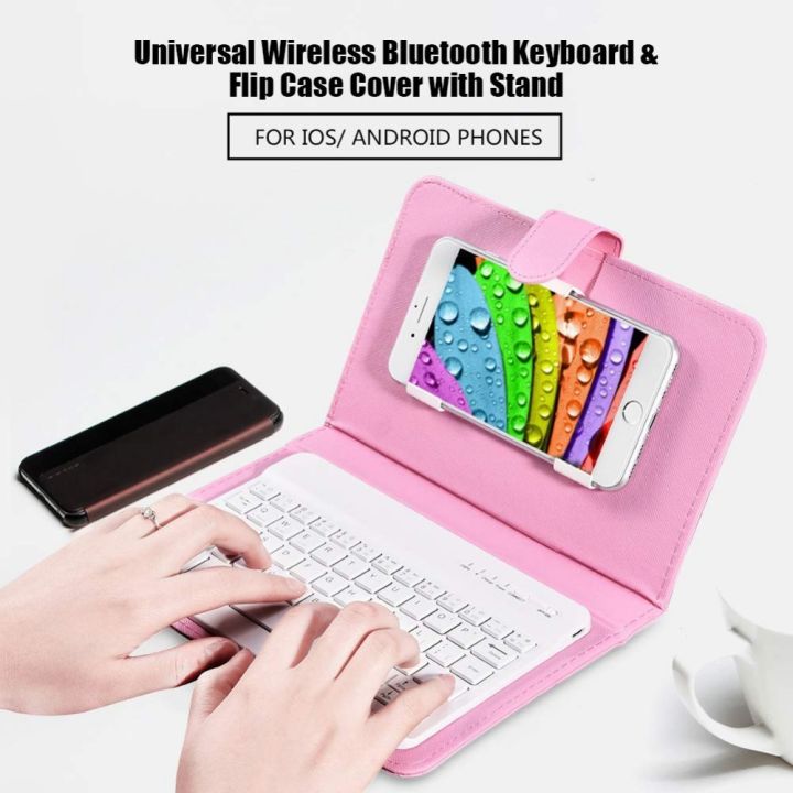 แป้นพิมพ์โทรศัพท์มือถือ-bluetooth-พร้อมซองหนัง-pu-มินิไร้สายแบบพกพาอลูมิเนียม-ios-android-iphone-7-8-x-dliqnzmdjasfg