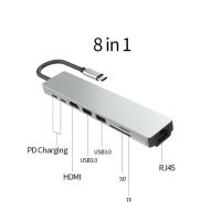 Usb Type C ฮับ Type-C To Hdmi 4K ตัวรับ Vga Rj45แลนอีเทอร์เน็ตเอสดีทีเอฟ Usb-C 3.0 Typec 3.5มม. หูฟังเครื่องเสียงเครื่องวีดีโอสำหรับ Macbook Pro Otg