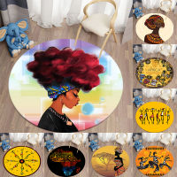 African Themed Round Car for Living Room Floor Mat Bedroom Car Non-slip Retro Exotic Area Rugs Mat for Children Room Decor