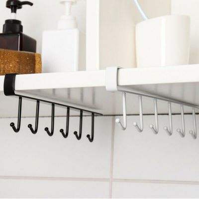 2020 New Hot Fashion 6 Hooks Metal Under Shelf Mug Cup Cupboard Kitchen Organiser Hanging Rack Holder