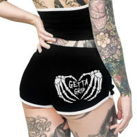 Womens Shorts Summer High Waist Gothic Punk Style Printed Shorts Casual Short Pants Fitness Sport Pants Women Sweatshorts