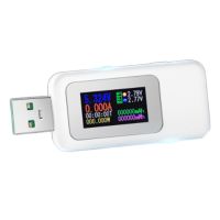 Color Display Tester USB Tester 0-6.5A Current 4-30V Voltmeter Monitoring Time Display Mobile Powers Detection MX18L White