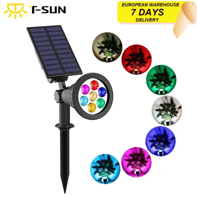 T-SUNRISE 1-2pcs RGB 7 LED Solar Spotlights Changing Color Outdoor Waterproof Landscape Light Waterproof Garden Solar Lights