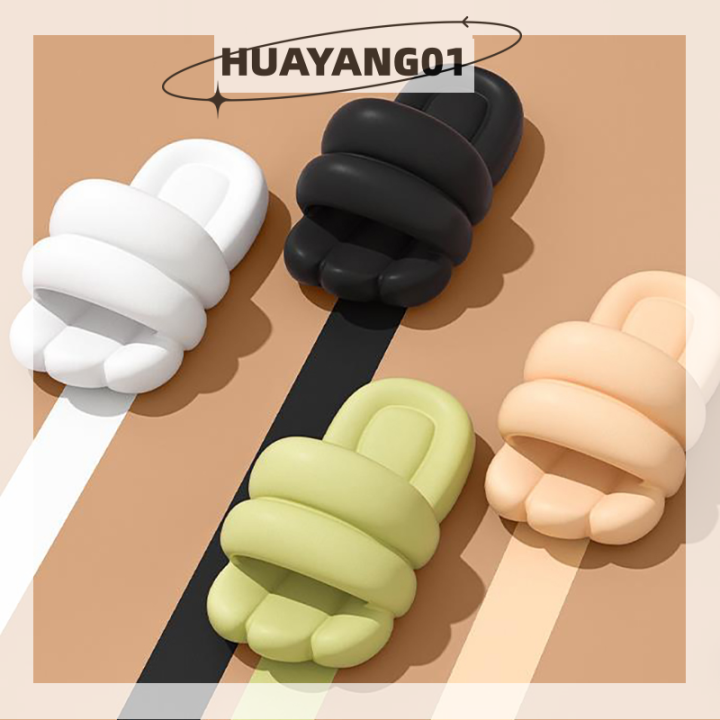 huayang01-2023รองเท้าแตะผู้หญิงพื้นหนานุ่มพิเศษสีทึบ-รองเท้าแตะสีลูกอมกันลื่นสำหรับใส่ในบ้านพื้นหนาสำหรับใส่ในบ้าน