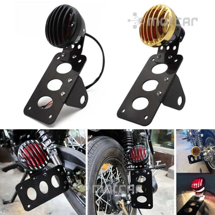 Motorcycle Side Mount Tail Light With License Number Plate Bracket