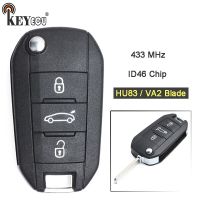 【original】 beads.and.accessories KEYECU 434MHz ID46 5FA010 353-28 HU83/VA2เปลี่ยนพลิกพับรถระยะไกลปุ่ม Fob สำหรับ Peugeot 508